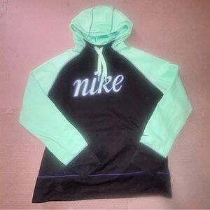 Nike Black and Green Pullover Hoodie. Size XL
